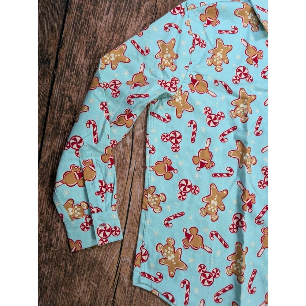NWT Disney Flannel Shirt Mickey Candy Ice Cream Holiday Gingerbread Unisex Med - Picture 4 of 11